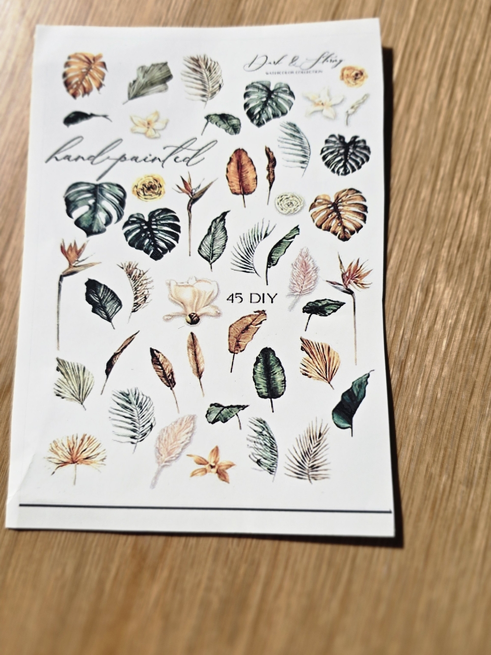 Handpainted Tropical Leaf Sticker Sheet – Multicolor